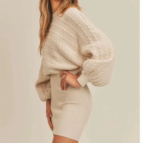 NWT SAGE The Label Cream Sweater Knit Dress - Picture 2 of 3